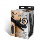 Полый страпон с двумя отростками и вибрацией Unisex Vibrating Hollow Strap-On Double Penetrating Dildo - 17,8 см. - Lux Fetish - купить с доставкой в Череповце