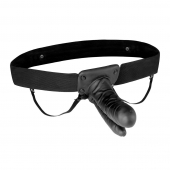 Полый страпон с двумя отростками и вибрацией Unisex Vibrating Hollow Strap-On Double Penetrating Dildo - 17,8 см. - Lux Fetish - купить с доставкой в Череповце