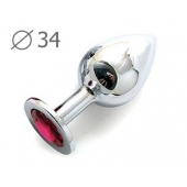 Коническая серебристая анальная втулка с малиновым кристаллом - 8,2 см. - Anal Jewelry Plug - купить с доставкой в Череповце