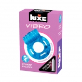 Голубое эрекционное виброкольцо Luxe VIBRO  Кошмар русалки  + презерватив - Luxe - в Череповце купить с доставкой
