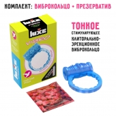 Голубое эрекционное виброкольцо Luxe VIBRO  Райская птица  + презерватив - Luxe - в Череповце купить с доставкой