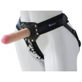 Черный пояс-трусики с насадкой  Гламур Dana  - 15,5 см. - LOVETOY (А-Полимер) - купить с доставкой в Череповце
