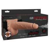 Телесный полый страпон с имитацией эякуляции 7.5  Hollow Squirting Strap-On with Balls Flesh - 21,6 см. - Pipedream - купить с доставкой в Череповце