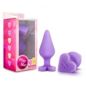 Фиолетовая анальная пробка Naughty Candy Heart Do Me Now - 8,9 см. - Blush Novelties - купить с доставкой в Череповце