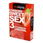Презервативы для орального секса DOMINO Sweet Sex с ароматом клубничного коктейля  - 3 шт. - Domino - купить с доставкой в Череповце