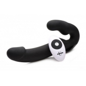 Черный безремневой страпон Urge Silicone Strap On с пультом ДУ - 24 см. - XR Brands - купить с доставкой в Череповце