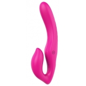 Ярко-розовый безремневой страпон REMOTE DOUBLE DIPPER - 22 см. - Dream Toys - купить с доставкой в Череповце