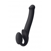Черный безремневой страпон Silicone Bendable Strap-On M - Strap-on-me - купить с доставкой в Череповце