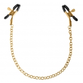 Чёрные с золотом зажимы на соски Gold Chain Nipple Clamps - Pipedream - купить с доставкой в Череповце