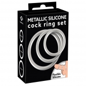Набор из 3 эрекционных колец под металл Metallic Silicone Cock Ring Set - Orion - в Череповце купить с доставкой