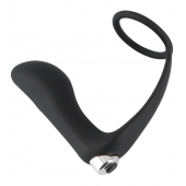 Черное эрекционное кольцо с анальной вибропробкой Vibrating Ring   Plug - Orion - в Череповце купить с доставкой