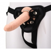 Телесный страпон на черных трусиках STRAP ON REAL DILDO - 20 см. - Dream Toys - купить с доставкой в Череповце