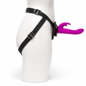 Лиловый страпон Rechargeable Vibrating Strap-On Harness Set - 17,6 см. - Happy Rabbit - купить с доставкой в Череповце