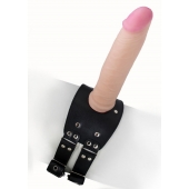 Черный узкий пояс на бедро с телесной насадкой - LOVETOY (А-Полимер) - купить с доставкой в Череповце