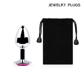 Серебристая анальная пробка с малиновым кристаллом - 7,2 см. - Anal Jewelry Plug - купить с доставкой в Череповце