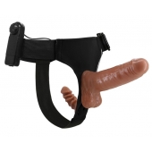 Страпон с вагинальной пробкой и вибрацией Ultra Passionate Harness - 16 см. - Baile - купить с доставкой в Череповце