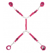 Ярко-розовый набор фиксаций на кровати Classic Bed Spreader - Lux Fetish - купить с доставкой в Череповце