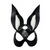 Черная маска зайки с белым мехом на ушках Miss Bunny - БДСМ Арсенал - купить с доставкой в Череповце