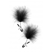 Зажимы на соски с черными пуховыми кисточками Sweet Caress Feather Nipple Clumps - Sweet Caress - купить с доставкой в Череповце