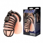 Черная металлическая клетка с замком Deluxe Chastity Cage - BlueLine - купить с доставкой в Череповце