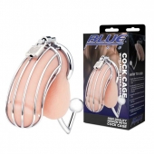 Серебристая металлическая клетка с анальным стимулятором Cock Cage - BlueLine - купить с доставкой в Череповце