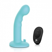 Голубая изогнутая насадка 6in Remote Control Ripple P-Spot G-Spot на черных трусиках - 16 см. - Pegasus - купить с доставкой в Череповце