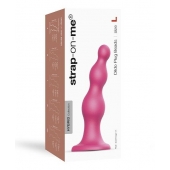 Розовая насадка Strap-On-Me Dildo Plug Beads size L - Strap-on-me - купить с доставкой в Череповце