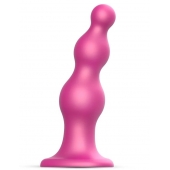 Розовая насадка Strap-On-Me Dildo Plug Beads size L - Strap-on-me - купить с доставкой в Череповце