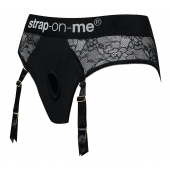 Черные трусики для насадок Diva Lingerie Harness - size S - Strap-on-me - купить с доставкой в Череповце