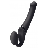 Черный безремневой вибрострапон Silicone Bendable Strap-On - size XL - Strap-on-me - купить с доставкой в Череповце