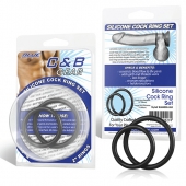 Набор из двух черных силиконовых колец разного диаметра SILICONE COCK RING SET - BlueLine - в Череповце купить с доставкой
