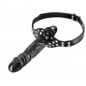 Черный кляп-фаллоимитатор Double Penis Gag - Fetish Tentation - купить с доставкой в Череповце