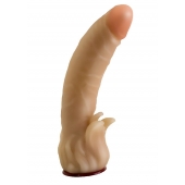 Телесная гелевая насадка-фаллос с клиторальными лепестками - 18,5 см. - LOVETOY (А-Полимер) - купить с доставкой в Череповце