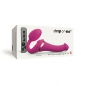 Ярко-розовый безремневой страпон Multi Orgasm Size S с клиторальной стимуляцией - Strap-on-me - купить с доставкой в Череповце