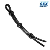Черное силиконовое лассо с тремя шариками для утяжки - Sex Expert - в Череповце купить с доставкой