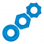 Комплект из трех голубых колец для эрекции 3-Pack Nuts   Bolts Stretch Cock Ring Set - BlueLine - в Череповце купить с доставкой