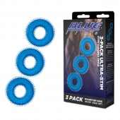 Комплект из трех голубых колец для эрекции 3-Pack Ultra-Stim Stretch Cock Rings - BlueLine - в Череповце купить с доставкой