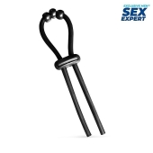 Черное эрекционное кольцо со стимулирующими бусинами - Sex Expert - в Череповце купить с доставкой
