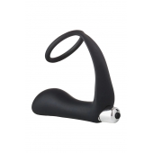 Черное эрекционное кольцо с вибропробкой Vibrating Anal Plug With Cockring - Dream Toys - в Череповце купить с доставкой