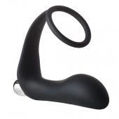 Черное эрекционное кольцо с вибропробкой Vibrating Anal Plug With Cockring - Dream Toys - в Череповце купить с доставкой