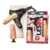 Телесный страпон Harness LESBI с вагинальной пробкой - 16,5 см. - LOVETOY (А-Полимер) - купить с доставкой в Череповце