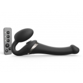 Черный безремневой страпон Multi Orgasm Size S с клиторальной стимуляцией - Strap-on-me - купить с доставкой в Череповце