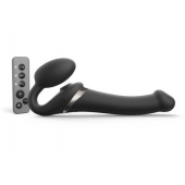 Черный безремневой страпон Multi Orgasm Size M с клиторальной стимуляцией - Strap-on-me - купить с доставкой в Череповце
