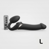 Черный безремневой страпон Multi Orgasm Size L с клиторальной стимуляцией - Strap-on-me - купить с доставкой в Череповце