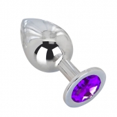 Большой плаг из стали с фиолетовым кристаллом Violet Dream - 9,5 см. - Erotic Fantasy - купить с доставкой в Череповце