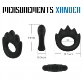 Черное эрекционное кольцо с массажными гребнями Rooster Xander - Velv or - в Череповце купить с доставкой