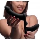 Черный вибрострапон Double Take 10X Double Penetration Vibrating Strap-on Harness - XR Brands - купить с доставкой в Череповце