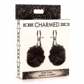 Зажимы для сосков с черным помпонами Pom Pom Nipple Clamps - XR Brands - купить с доставкой в Череповце