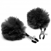 Зажимы для сосков с черным помпонами Pom Pom Nipple Clamps - XR Brands - купить с доставкой в Череповце