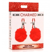Красные зажимы на соски с помпонами Pom Pom - XR Brands - купить с доставкой в Череповце